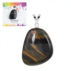 0629725107 Ciondolo Occhio di falco, pietra burattata grande, rodiato  | Marco Schreier