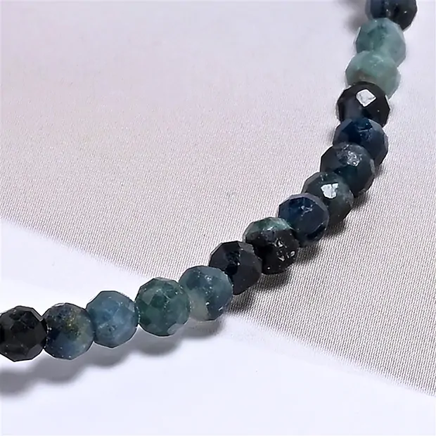 Pulsera, indigolita, cuentas de 03mm, facetada, 19cm | Marco Schreier