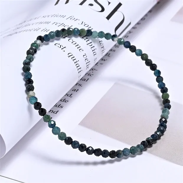 Bracelet, Indigolite, 03mm boules, facettes, 19cm | Marco Schreier