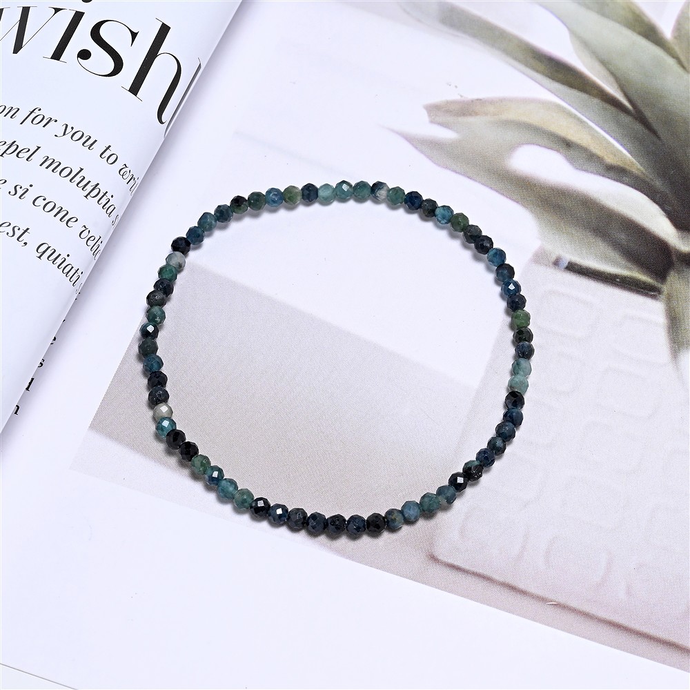 Pulsera, indigolita, cuentas de 03mm, facetada, 19cm | Marco Schreier