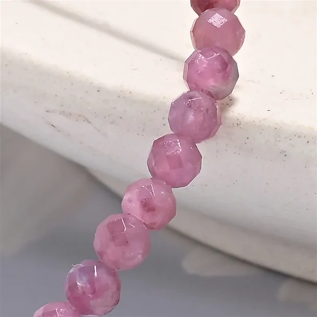 Armband, Turmalin (rosa), 03mm Kugeln, facettiert, 14cm (kurz) | Marco Schreier