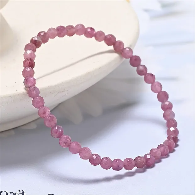 Bracelet, tourmaline (rose), 03mm boules, facettes, 14cm (court) | Marco Schreier