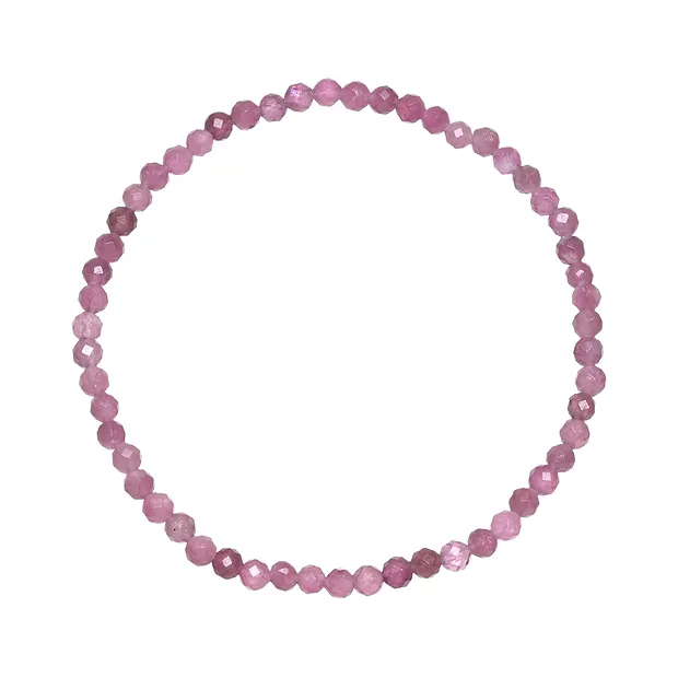 Bracelet, tourmaline (pink), 03mm beads, faceted, 19cm | Marco Schreier