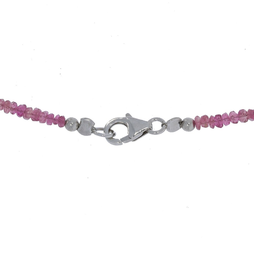 Button faceted necklace, Tourmaline (red), 02-04mm/45cm | Marco Schreier