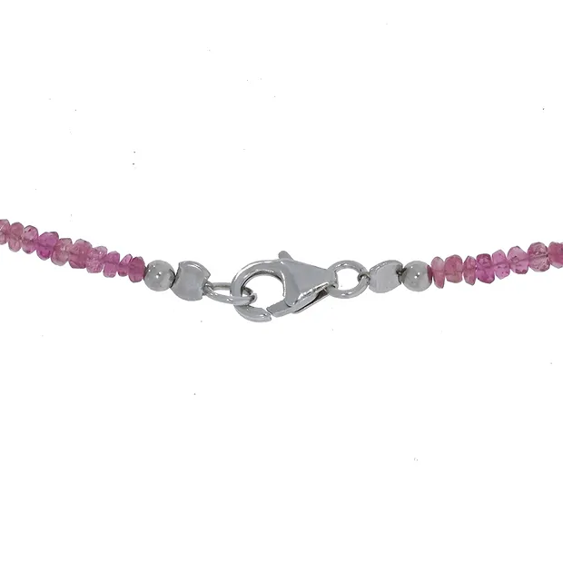Button faceted necklace, Tourmaline (red), 02-04mm/45cm | Marco Schreier