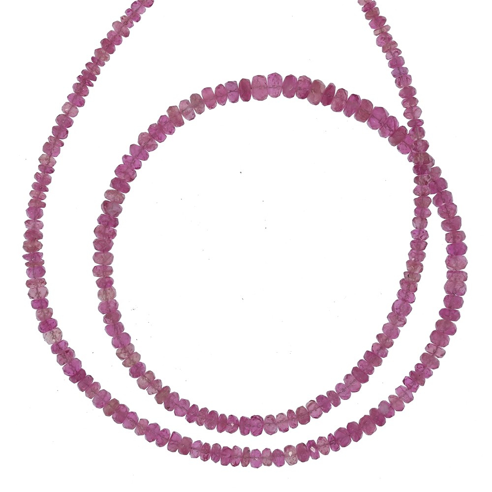 Button faceted necklace, Tourmaline (red), 02-04mm/45cm | Marco Schreier