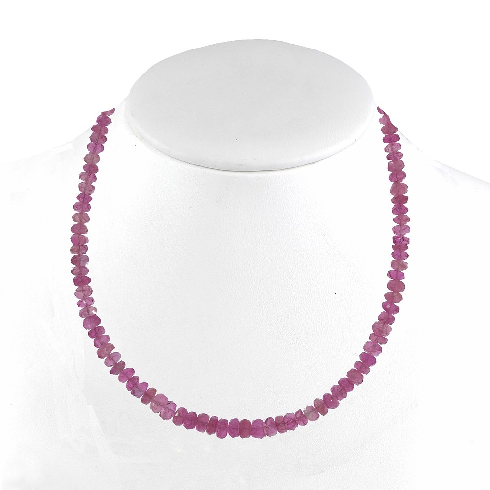 Button faceted necklace, Tourmaline (red), 02-04mm/45cm | Marco Schreier