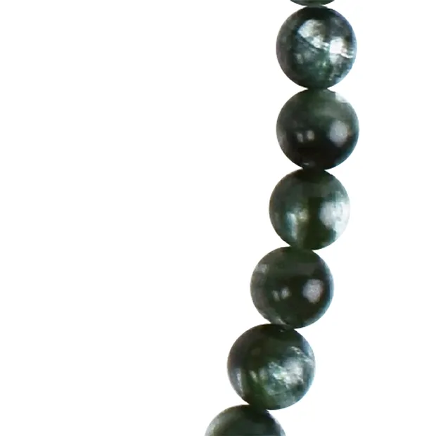Collar de serafinita, cuentas (5,5 mm), rodinado, cadena extensible | Marco Schreier