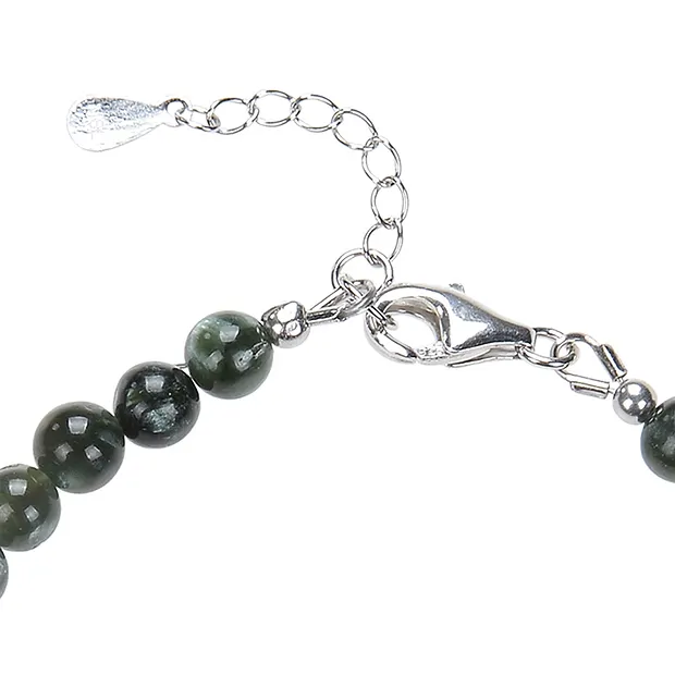Pulsera de serafinita, cuentas de 5,5 mm, cadena extensible, rodinada | Marco Schreier