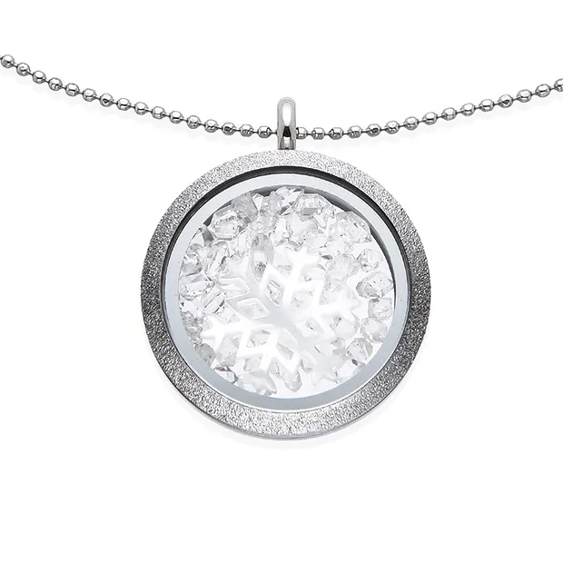 Herkimer quartz pendant, 3.5 cm, stainless steel, with chain | Marco Schreier