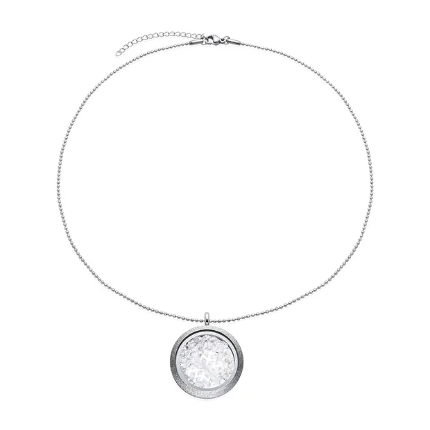 Herkimer quartz pendant, 3.5 cm, stainless steel, with chain | Marco Schreier