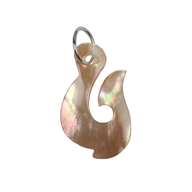Pendant Maori fishhook Mother of Pearl (pink), 3.5cm | Marco Schreier