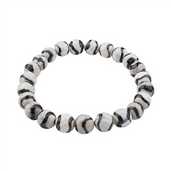 0632851081 Bracelet, agate zébrée, boules de 08mm, facettées | Marco Schreier