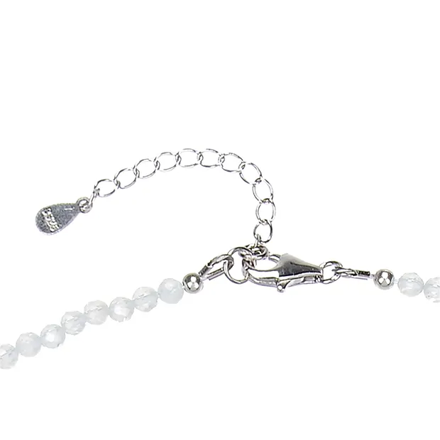 Topaz (white) necklace, faceted beads (3mm), rhodiniert, extension chain | Marco Schreier