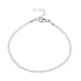 Kette Topas (weiß), Kugeln (3mm) facettiert, rhodiniert | Marco Schreier