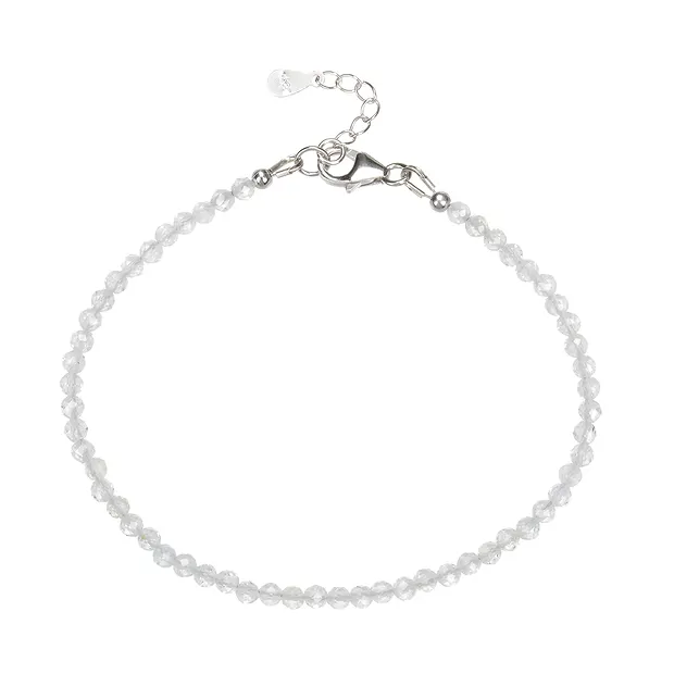 Kette Topas (weiß), Kugeln (3mm) facettiert, rhodiniert | Marco Schreier
