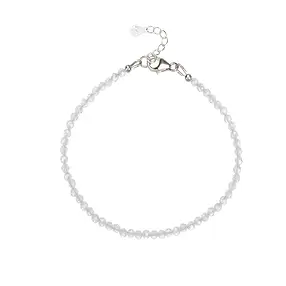 Pulsera Topacio (blanco), cuentas (3mm), facetadas, rodinadas | Marco Schreier