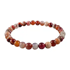 Bracelet, Agate (colorée rouge-rose), 06mm boules | Marco Schreier