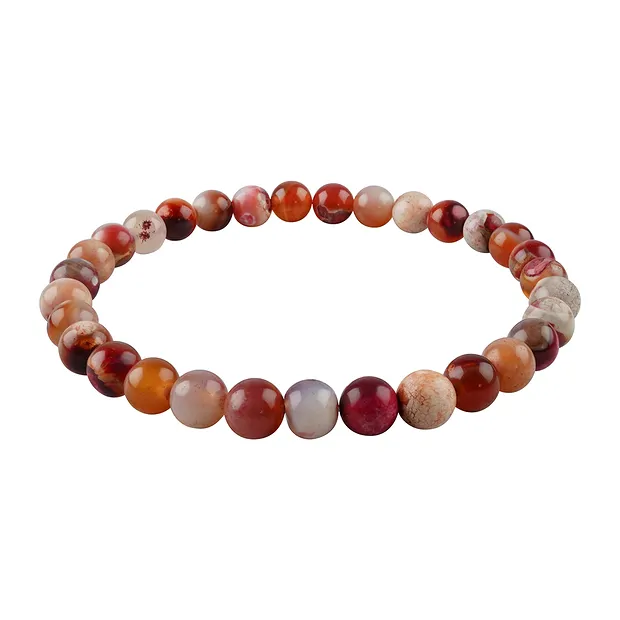 Bracelet, Agate (colorée rouge-rose), 06mm boules | Marco Schreier