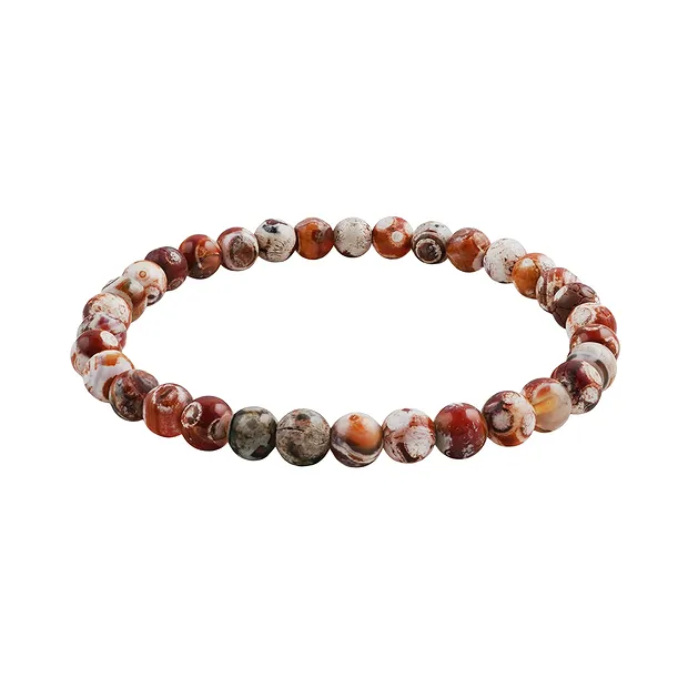 Bracelet, Agate (Agate de Mongolie rouge), 06mm boules | Marco Schreier