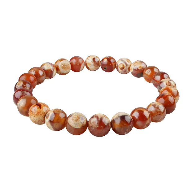 Bracelet, Agate (Agate de Mongolie rouge), 08mm boules | Marco Schreier