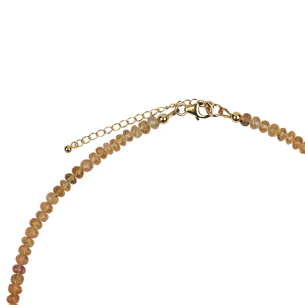 Imperial Topaz necklace, button (4.7mm), faceted, gold-plated, extension chain | Marco Schreier