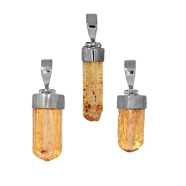 Imperial Topaz pendant, 2.0 - 2.5 cm, platinum plated | Marco Schreier