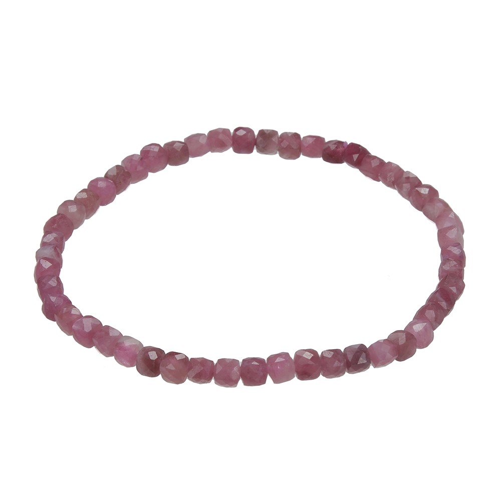Bracelet, tourmaline (rose), 04mm cube, facetté | Marco Schreier