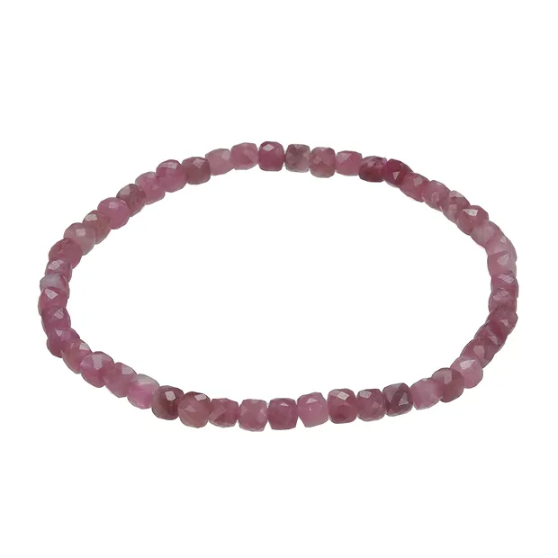 Bracelet, tourmaline (pink), 04mm cube, faceted | gems, healing stones & jewelry