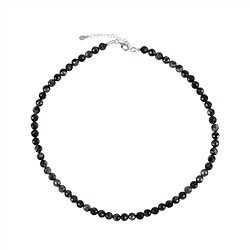 0635614160 Collar de Gabbro (MerlinitaMística), cuentas (6mm), facetadas, rodinado, cadena extensible | Marco Schreier