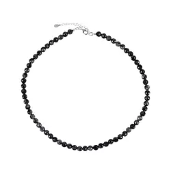 0635614160 Gabbro (Mystic Merlinite) necklace, beads (6mm), faceted, rhodiniert, extension chain | Marco Schreier