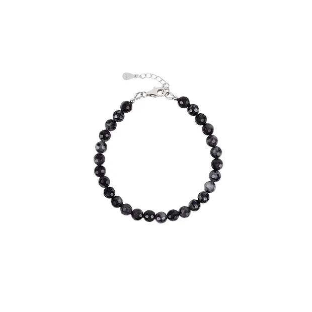 Orecchini Gabbro (Mystic Merlinite) perline da 6 mm, rodiate | Marco Schreier