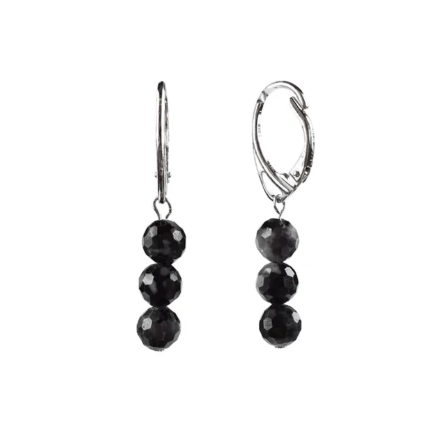 Ohrhänger Gabbro (Mystic Merlinite) 6mm-Kugeln, rhodiniert | Marco Schreier