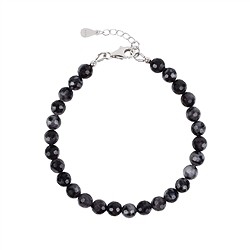 0635659061 Bracelet Gabbro (Mystic Merlinite), 06mm beads, faceted, rhodiniert | Marco Schreier