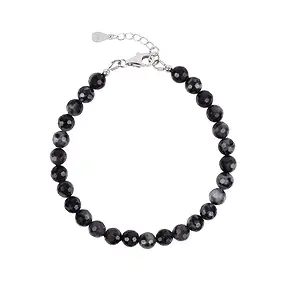 Armband Gabbro (Mystic Merlinite), Kugeln (6mm), facettiert, rhodiniert | Marco Schreier
