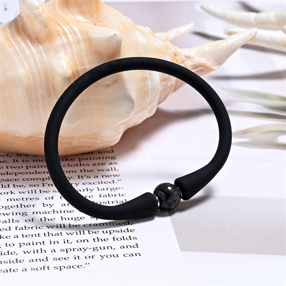 Bracelets with round beads (8mm), silicone (black), 15cm (short) | Marco Schreier