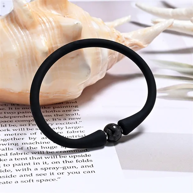 Armband, Gabbro, Kugel (8mm) Silikon (schwarz), 15cm (kurz) | Marco Schreier