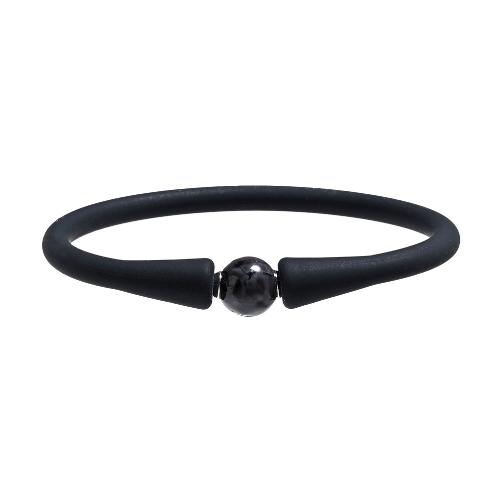 Bracelets with round beads (8mm), silicone (black), 15cm (short) | Marco Schreier