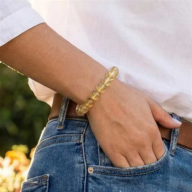 Armband, Fluorit (gelb), 10mm Kugeln | Schreier Edelsteine, Heilsteine & Schmuck