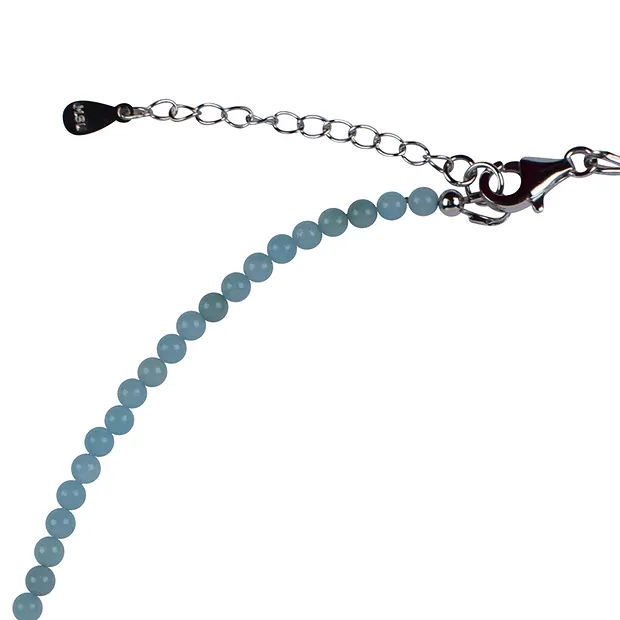 Necklace Amazonite, ball (3mm), rhodiniert | wholesaler gems & healing stones