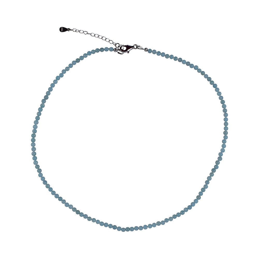 Collana di amazzonite, pallina (3 mm), rodiata, catena di prolungamento | Marco Schreier