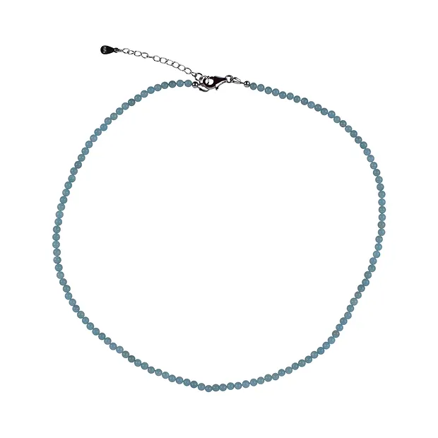 Collana di amazzonite, pallina (3 mm), rodiata, catena di prolungamento | Marco Schreier