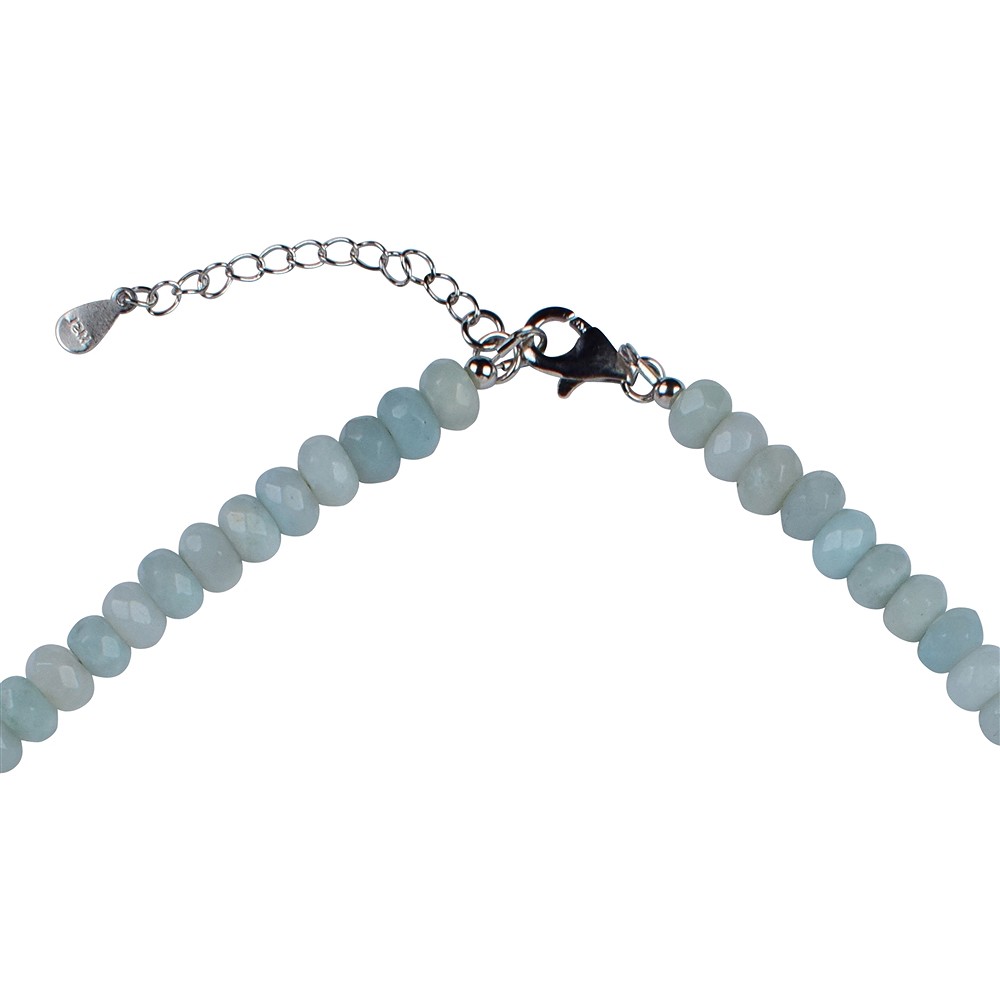 Amazonite necklace, button (4 x 6mm), faceted, rhodiniert, extension chain | Marco Schreier