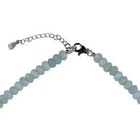 Kette Amazonit, Button (4 x 6mm), facettiert, rhodiniert | Marco Schreier