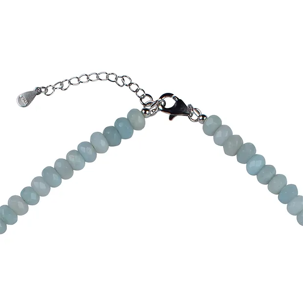 Collar de Amazonita, botón (4 x 6mm), facetado, rodinado, cadena de extensión | Marco Schreier