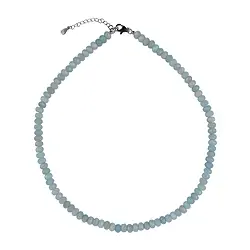 0636914200 Amazonite necklace, button (4 x 6mm), faceted, rhodiniert, extension chain | Marco Schreier