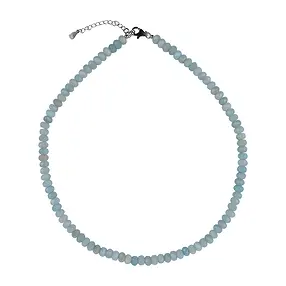 Kette Amazonit, Button (4 x 6mm), facettiert, rhodiniert | Marco Schreier
