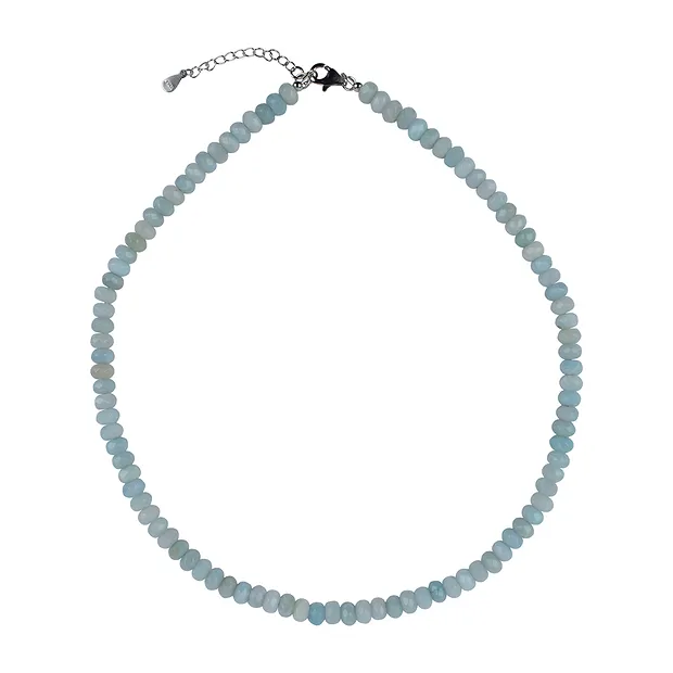 Kette Amazonit, Button (4 x 6mm), facettiert, rhodiniert | Marco Schreier