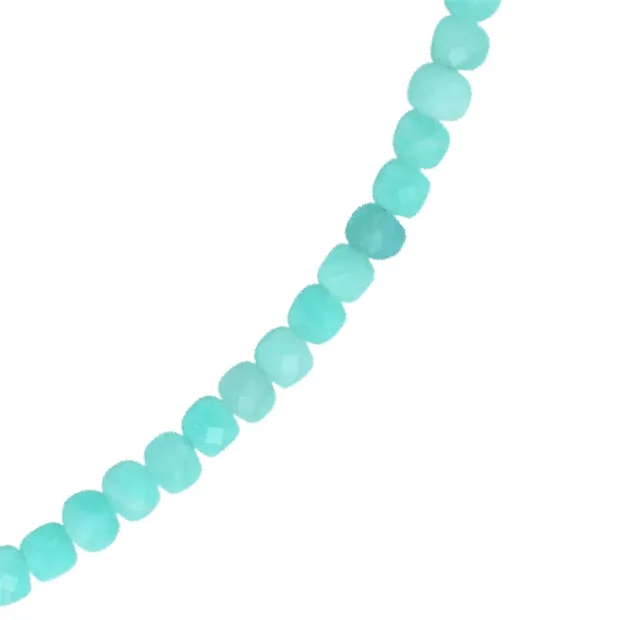 Necklace Amazonite, cube (4mm), faceted, rhodiniert, extension chain | Marco Schreier