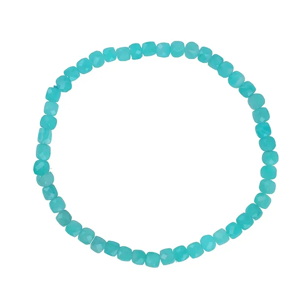 Necklace Amazonite, cube (4mm), faceted, rhodiniert, extension chain | Marco Schreier